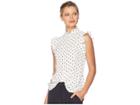 Anne Klein Ruffle Sleeve Blouse With Peter Pan Collar (anne White/marine Blue) Women's Blouse