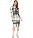 Taylor Plaid Midi Dress (ivory/black) Women's Dress