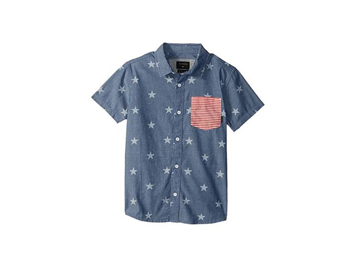 Quiksilver Kids 4th Short Sleeve Top (big Kids) (used Blue 4th Of July) Boy's Short Sleeve Button Up