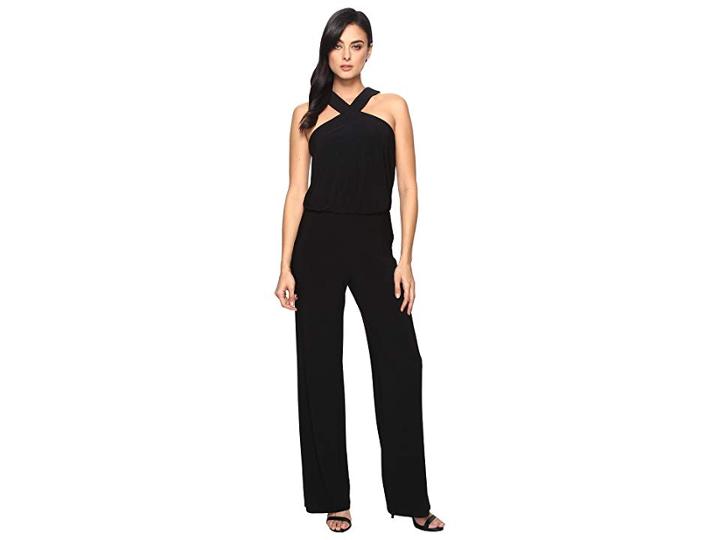 Laundry By Shelli Segal Crisscross Neckline Wide Leg Jumpsuit (black) Women's Jumpsuit & Rompers One Piece