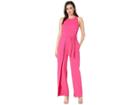 Nine West Textured Crepe Sleeveless Jumpsuit Belted With A Flyaway Pants (pinkpunch) Women's Jumpsuit & Rompers One Piece