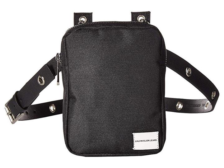 Calvin Klein Smooth Leather/nylon Belt Bag (black/black/white/polished Nickel) Women's Belts