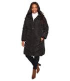 Jessica Simpson Plus Size Chevron Quilted Poly Down Coat With Hood (black) Women's Coat
