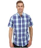 U.s. Polo Assn. Short Sleeve Plaid Sport Shirt (international Blue) Men's Short Sleeve Button Up