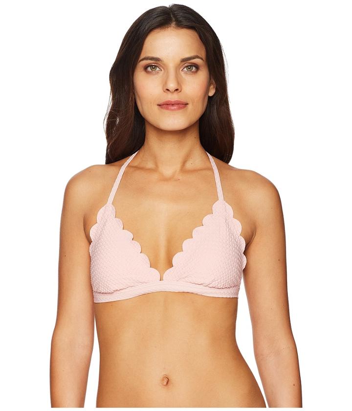 Kate Spade New York Marina Piccola Textured Scallop Triangle Top (aloha Pink) Women's Swimwear