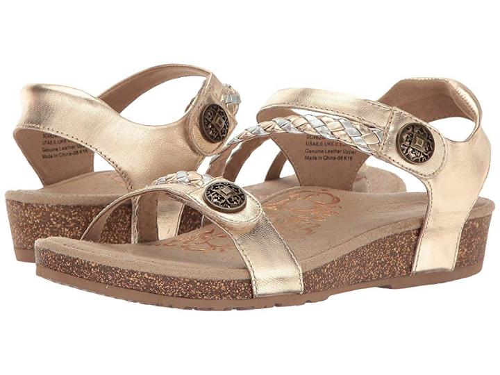 Aetrex Jillian Quarter Strap (gold) Women's Sandals