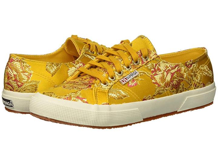 Superga 2750 Satinjaquardw (canary Yellow) Women's Lace Up Casual Shoes