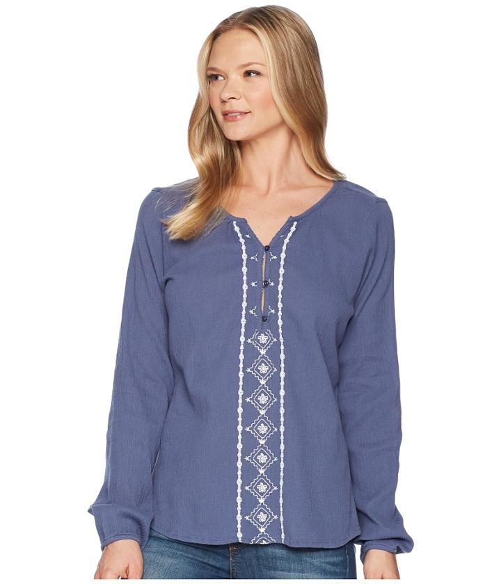 Aventura Clothing Malia Long Sleeve Top (blue Indigo) Women's Clothing
