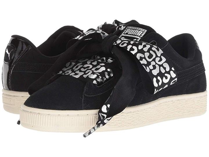 Puma Kids Suede Heart Athluxe Jr (big Kid) (puma Black/puma Silver/whisper White) Girls Shoes