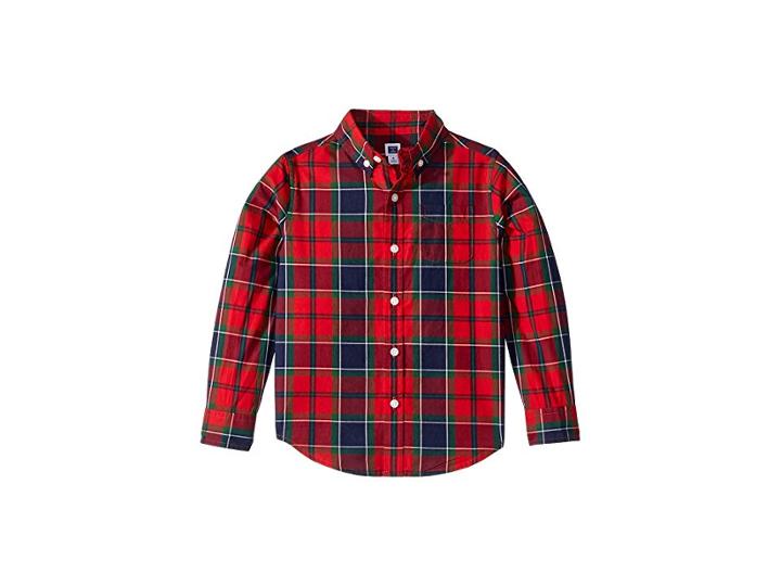 Janie And Jack Long Sleeve Button Down Shirt (toddler/little Kids/big Kids) (red Family Plaid) Boy's Long Sleeve Button Up