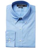 Lauren Ralph Lauren Slim Fit Non Iron Poplin Dot Print Spread Collar Dress Shirt (blue) Men's Long Sleeve Button Up