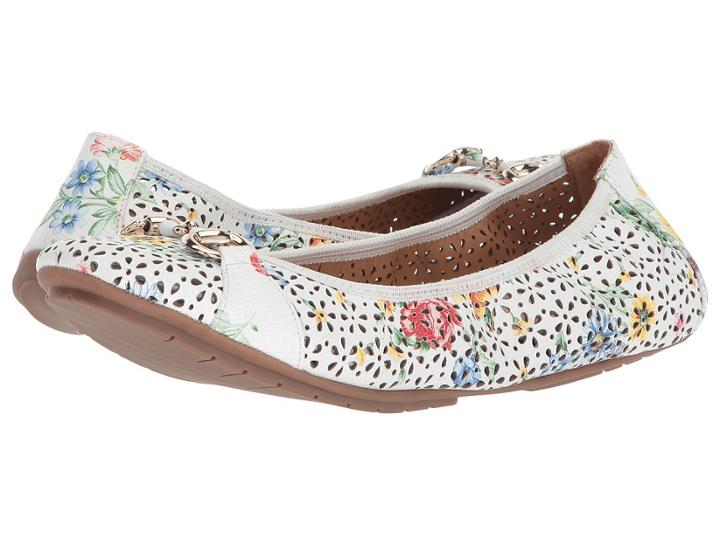 Me Too Luna (white Multi Floral Leather) Women's Flat Shoes
