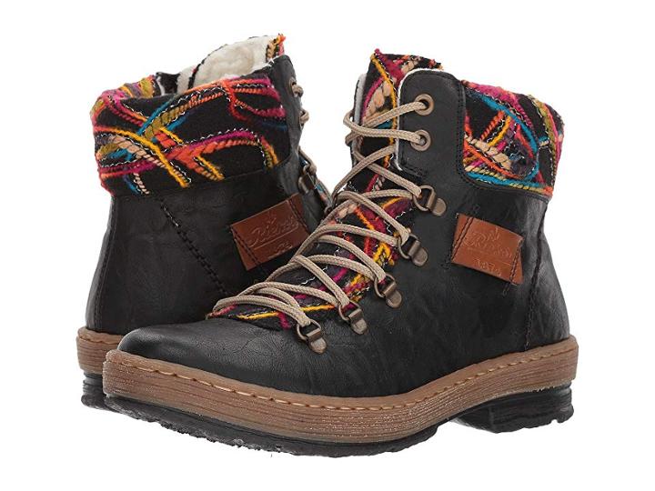 Rieker Z6743 Felicitas 43 (schwarz/nuss/schwarz) Women's Lace-up Boots