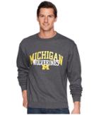 Champion College Michigan Wolverines Eco Powerblend Crew (granite Heather) Men's Short Sleeve Pullover
