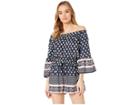 Angie Off The Shoulder Printed Romper (navy) Women's Jumpsuit & Rompers One Piece