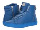 Mcm Embossed Logo High Top Turnlock Sneaker (tennis Blue) Men's Shoes