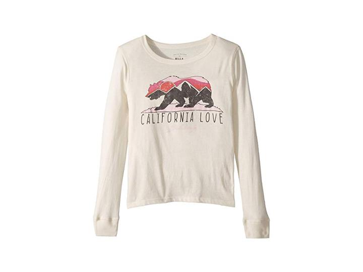 Billabong Kids Mountain Cali Bear Tee (little Kids/big Kids) (white Cap) Girl's Clothing