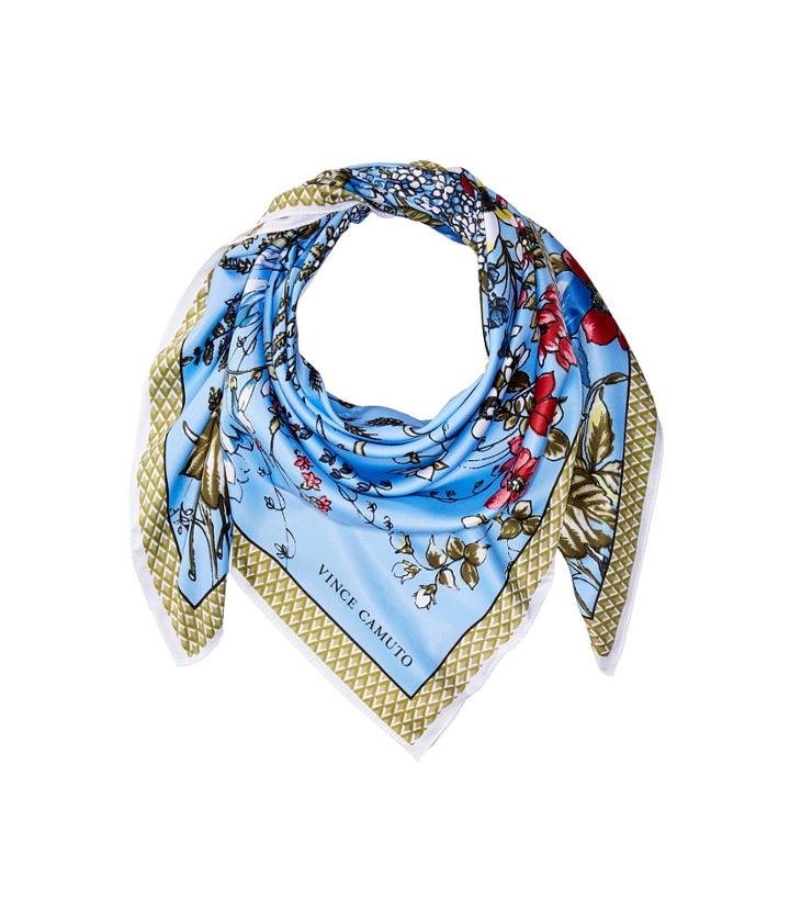 Vince Camuto Wild Flowers Twill Square Scarf (blue) Scarves