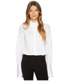 Jil Sander Navy Cotton Poplin Long Sleeve Collared Shirt (white) Women's Long Sleeve Pullover