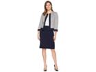 Tahari By Asl Boucle Jacket With Contrast Trim Skirt Suit (ivory White/navy) Women's Suits Sets