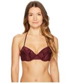 Kate Spade New York Isla Vista #74 Ruffle Halter Bikini Top W/ Underwire Molded Cups (deep Cherry) Women's Swimwear