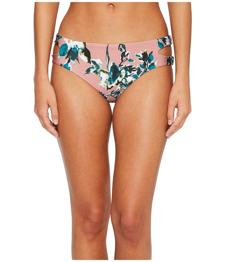 Splendid Watercolor Floral Reversible Keyhole Bikini Bottom (sandy Pink) Women's Swimwear