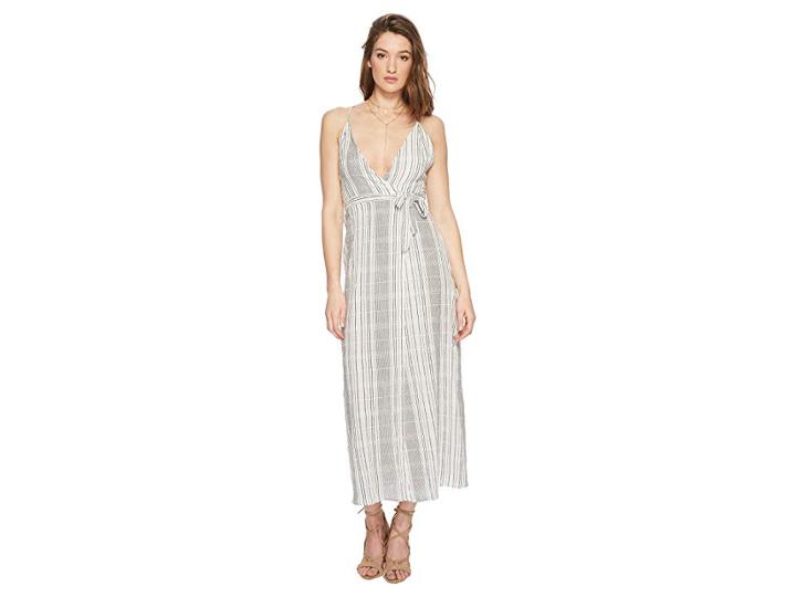 Jen's Pirate Booty Jana Wrap Dress (white/black Cotton Stripe) Women's Dress