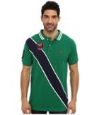 U.s. Polo Assn. Diagonal Stripes Short Sleeve Pique Polo (hiking Green) Men's Short Sleeve Pullover