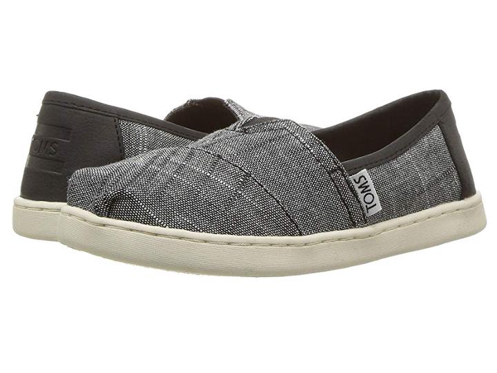 Toms Kids Alpargata (little Kid/big Kid) (black Textured Chambray) Boy's Shoes