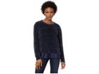 Mod-o-doc Chenille Rib Crew Neck Sweater With Satin Trim (navy) Women's Sweater