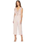Romeo & Juliet Couture Tie Up Front And Print Jumpsuit (blush Combo) Women's Jumpsuit & Rompers One Piece