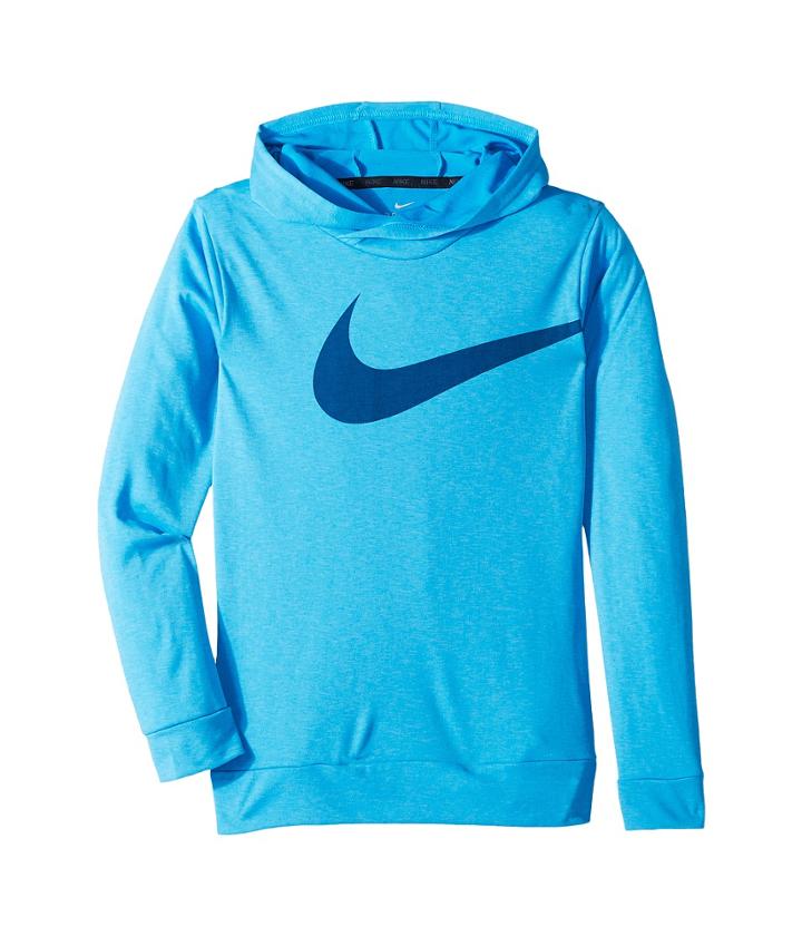 Nike Kids Breathe Training Pullover Hoodie (little Kids/big Kids) (equator Blue/blue Gale) Boy's Sweatshirt