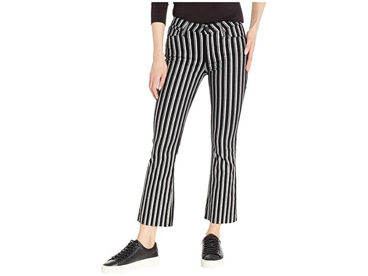 Paige Colette Crop Flare W/ Raw Hem In Silver Stripe (silver Stripe) Women's Jeans