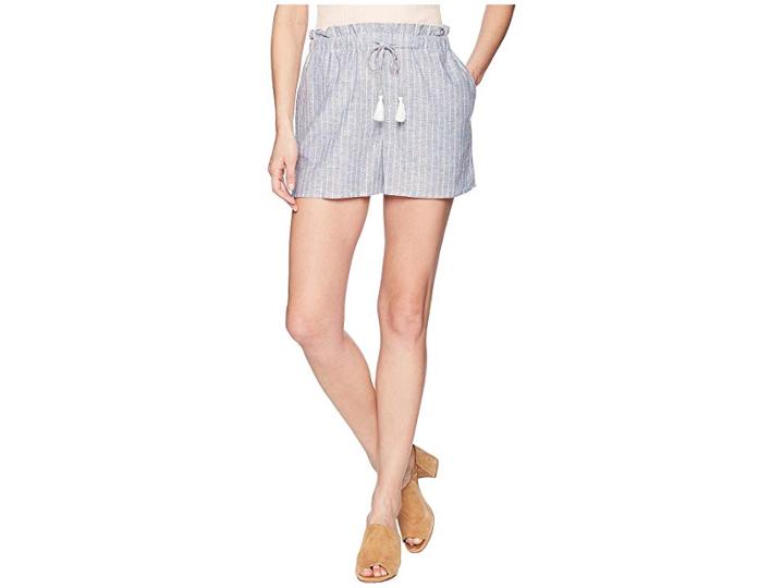 1.state Paperbag Waist Linen Stripe Shorts (chambray) Women's Shorts