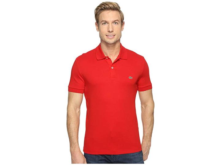 Lacoste Short Sleeve Jersey Interlock Regular (red) Men's Clothing