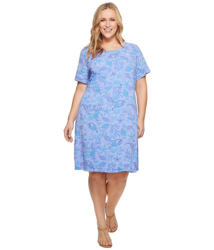 Extra Fresh By Fresh Produce Plus Size Sea Life Sadie Dress (peri Blue) Women's Dress