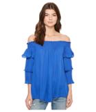 Nicole Miller Ricki Smocked Top (catalina Blue) Women's Clothing