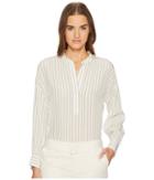 Vince Double Stripe Shirred Drape Pullover (cream) Women's Clothing