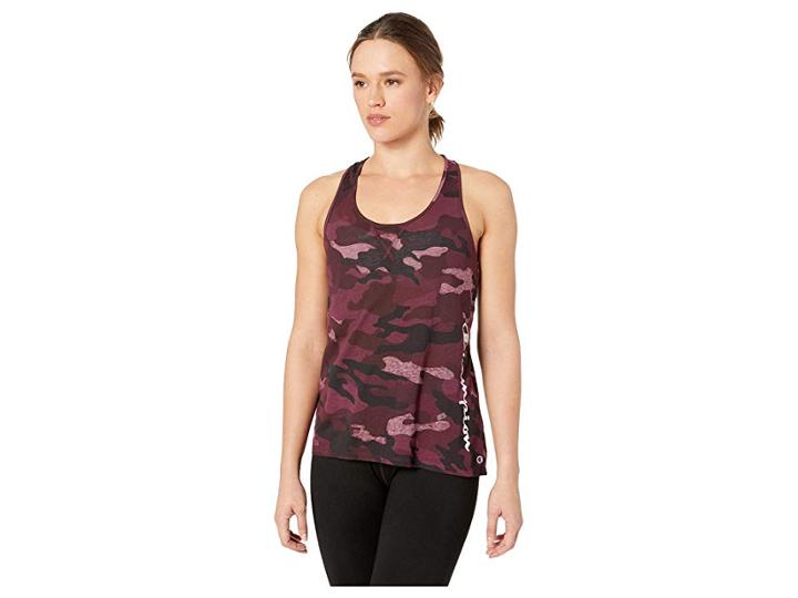 Champion Authentic Wash Tank W/ Graphic (textured Camo Dark Berry Purple) Women's Clothing