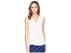 Calvin Klein Sleeveless W/ Ruffle Front Top (soft White) Women's Clothing
