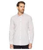 Calvin Klein Long Sleeve Washed Stripe Button Down Shirt (plush Pink) Men's Clothing