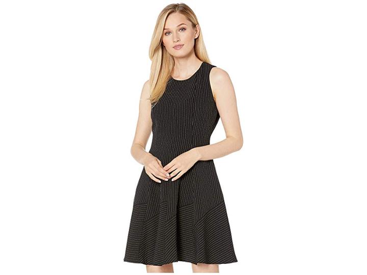 Anne Klein Seamed Fit Flare Dress (anne Black/anne White) Women's Dress