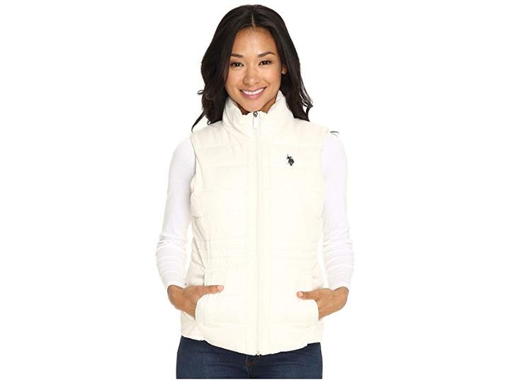 U.s. Polo Assn. Quilted Vest With Sherpa Lining (oat) Women's Vest