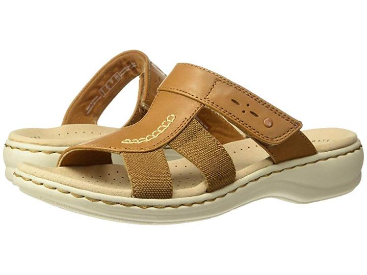Clarks Leisa Emily (tan Leather/textile Combo) Women's Sandals