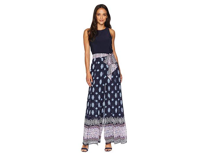 Vince Camuto Tank Jumpsuit With Flyaway Pants (navy Multi) Women's Jumpsuit & Rompers One Piece