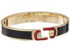 Marc Jacobs Double J Logo Scream Hinge Cuff (black/gold) Bracelet