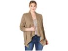 B Collection By Bobeau Plus Size Amie Waterfall Cardigan (dusky Green) Women's Sweater