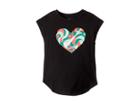 Nike Kids Wavy Heart Short Sleeve Hi-lo Tee (little Kids) (black Denim/ice Blue) Girl's T Shirt