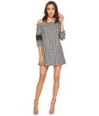 Romeo & Juliet Couture Gingham Off The Shoulder Lace Dress (black/white) Women's Dress