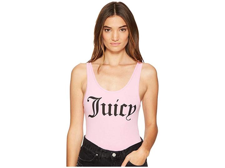 Juicy Couture Juicy Graphic Scoop Neck Bodysuit (ballet Slipper) Women's Jumpsuit & Rompers One Piece